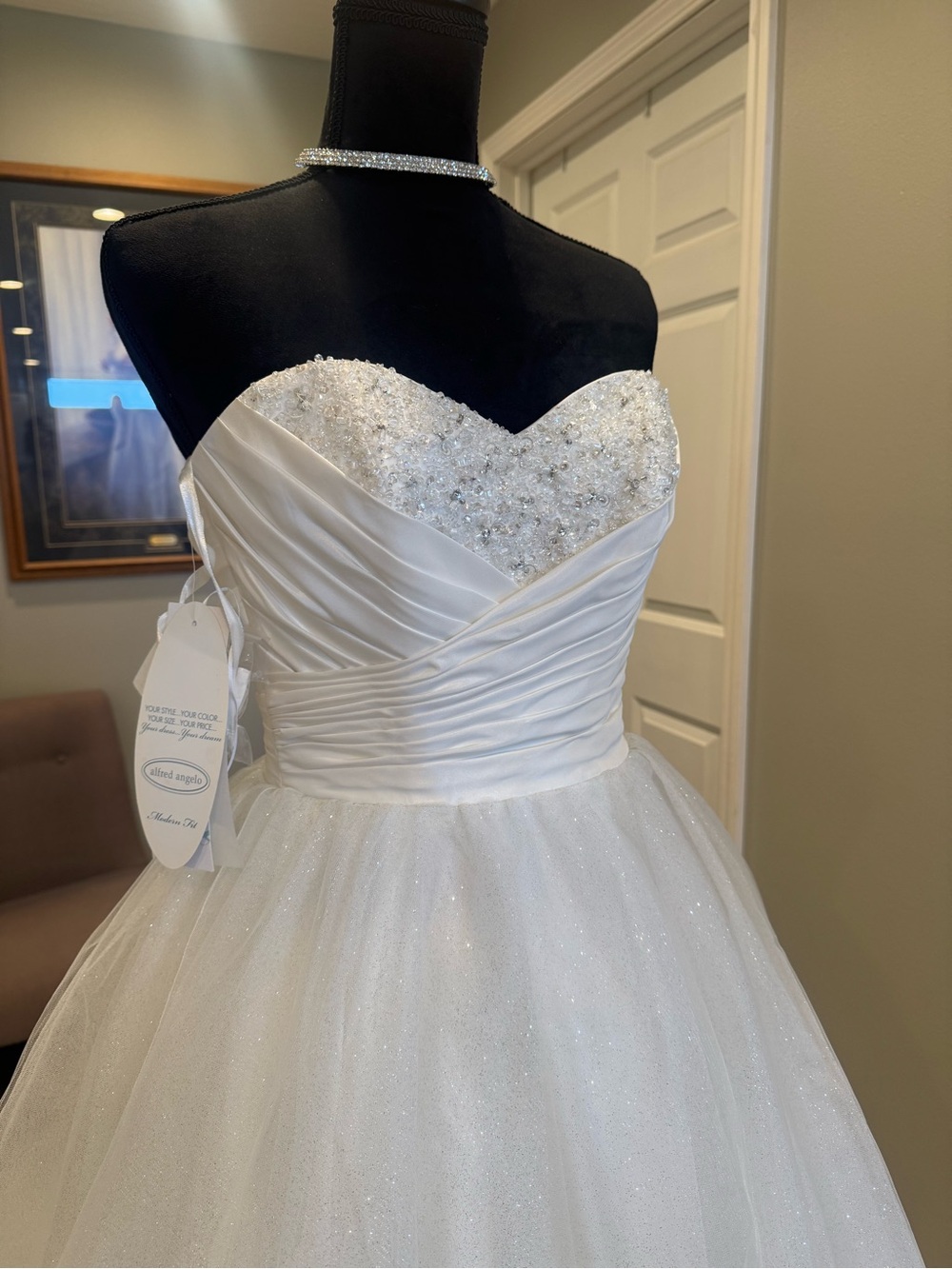 Ivory Beaded Strapless Ball Gown Wedding Dress